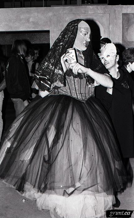 1991 10 30 Masque of the Red Death performer wearing ballgown and shawl