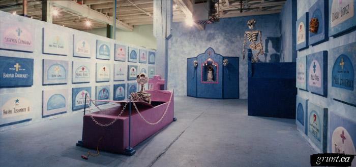 1991 10 30 Masque of the Red Death skeleton in room Marina Szijarto