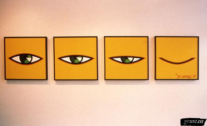 1997 10 14 Positive Archie Average Frank Lang Norse Nguyen Norbury Raven Rennie four yellow paintings eyes